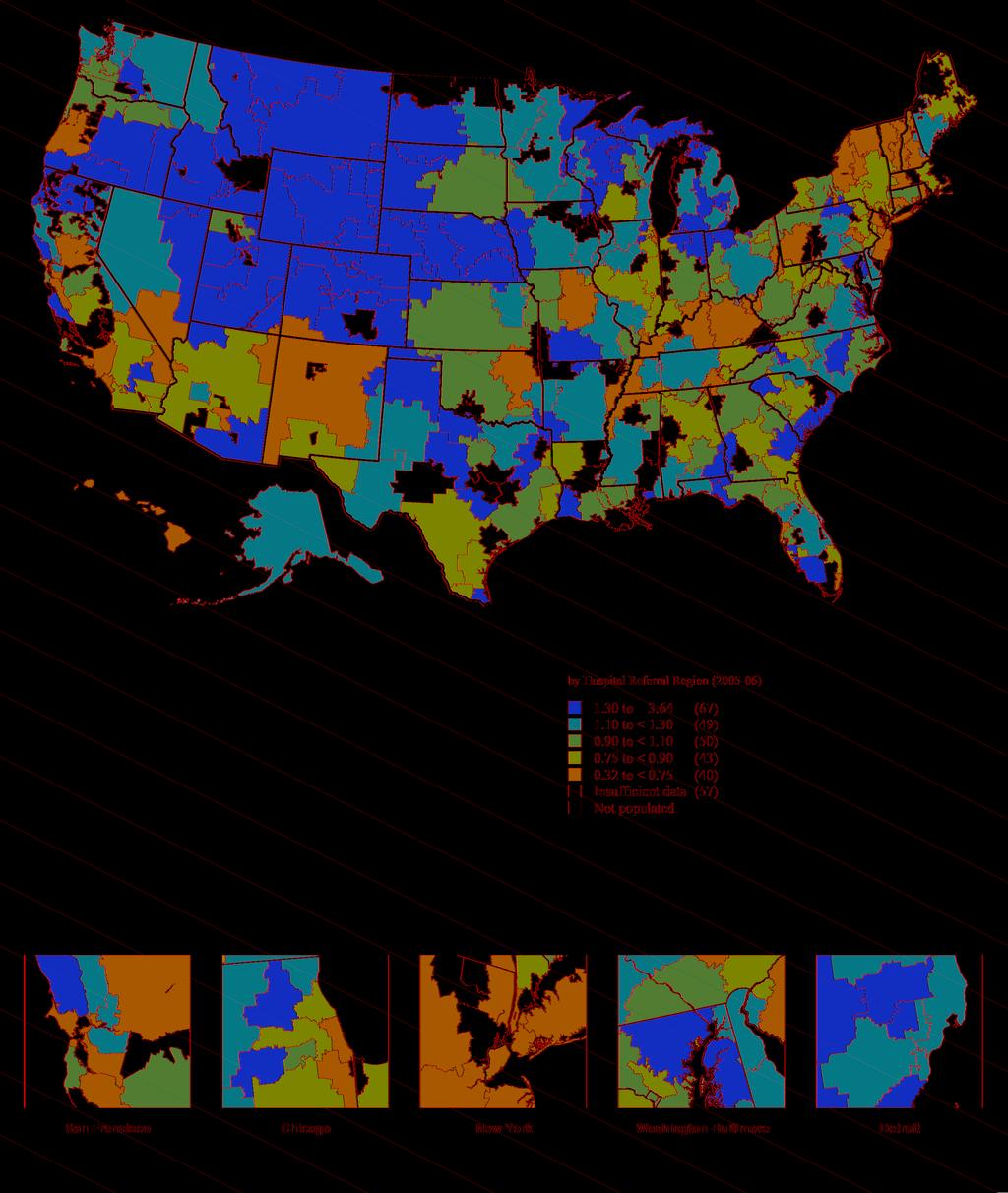 Ratio of Rates of Total Shoulder Replacement to the U.S. Average Map 3.