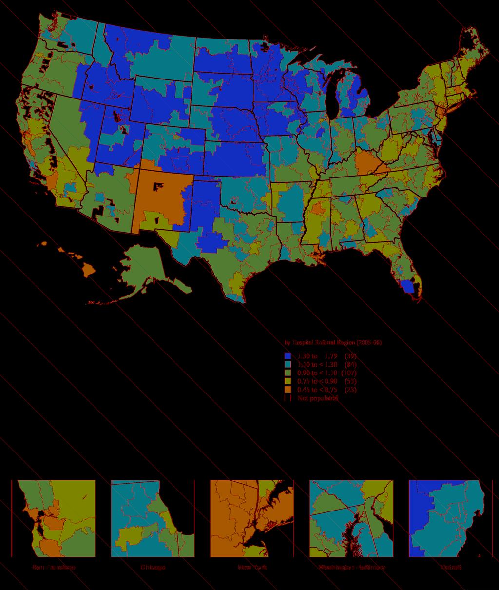 Ratio of Rates of Total Knee Replacement to the U.S. Average Map 2.