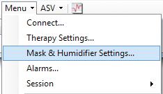 The Mask and Humidifier Settings window is displayed.