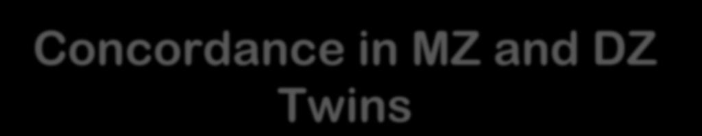 Concordance in MZ and DZ Twins Twin studies provide an
