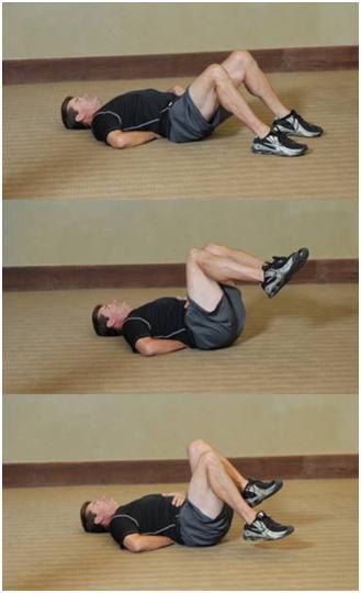 Core Training Exercise Tuck one hand underneath your lower back and the other hand touches your mid stomach muscles.
