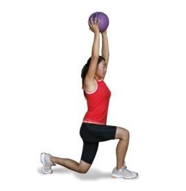 CORE beginner 2 Standing Oblique Crunch 8 to 10 reps per side Begin with your feet shoulder width apart and arms extended towards the ceiling into a press while holding one dumbbell.
