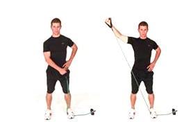 CORE shoulders 1 Cross Body Pull 8 to 10 reps per side Stand with good posture with knees slightly flexed and feet shoulder width apart.