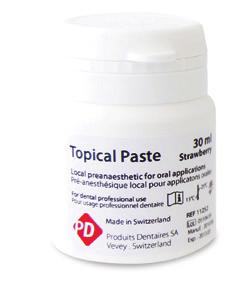 Topical paste is available in six different flavours : strawberry, banana, mint, cherry, bubble-gum, pineapple.