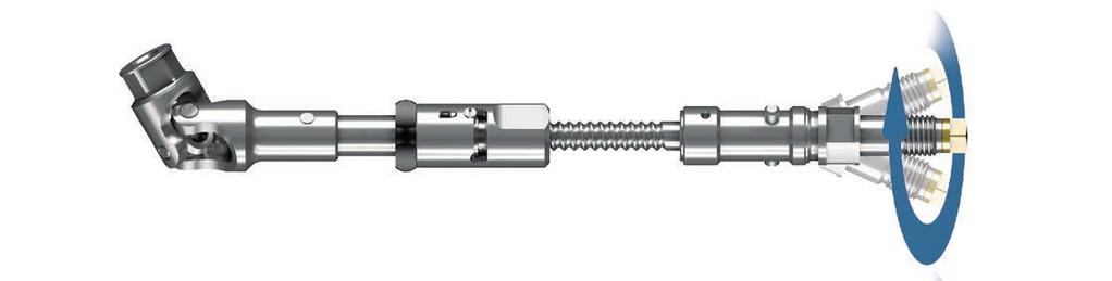 This is accomplished via universal hinged couplings integrated into the telescopic strut s design.