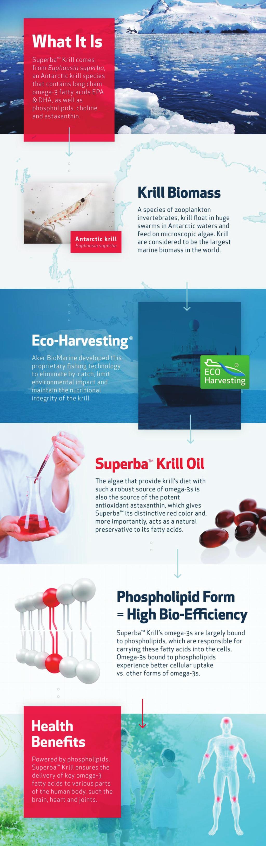 Recognized for its health-promoting suppression of free radicals, astaxanthin keeps Superba Krill fresh, protecting the omega-3 fa y acids from oxidation, which means no additives are necessary to