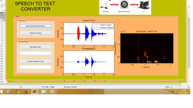 Get speech file and Result The final result is shown in figure 5 in which speech is converted to text. V.