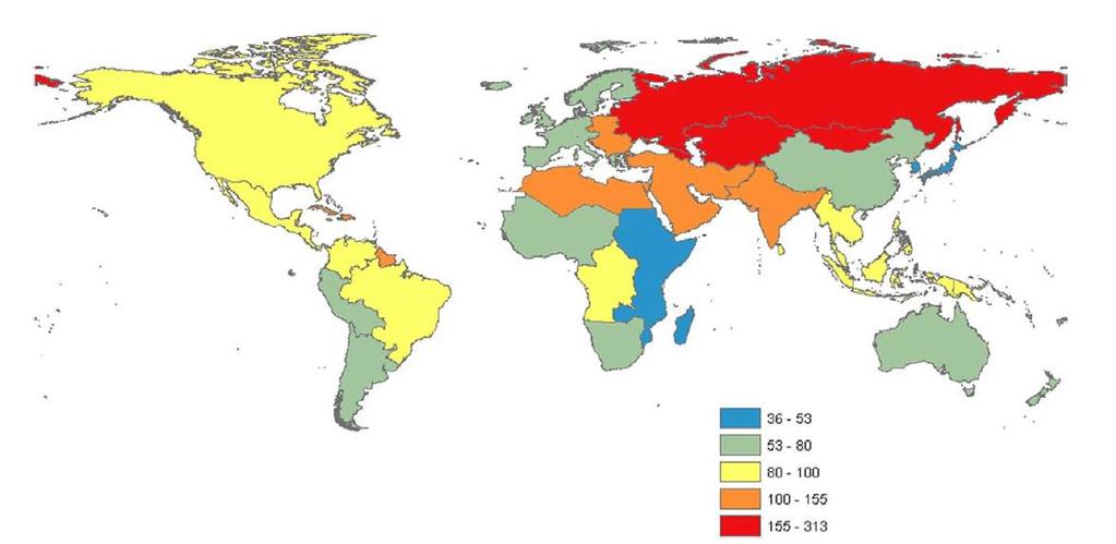 Map of Age-Standardized Ischemic Heart Disease Mortality Rate