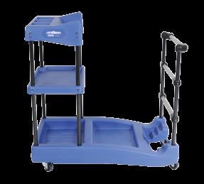 The platforms store safely and securely in custom slots within the cart while additional molded