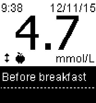 or After meal, press to select a specific meal (Breakfast, Lunch,