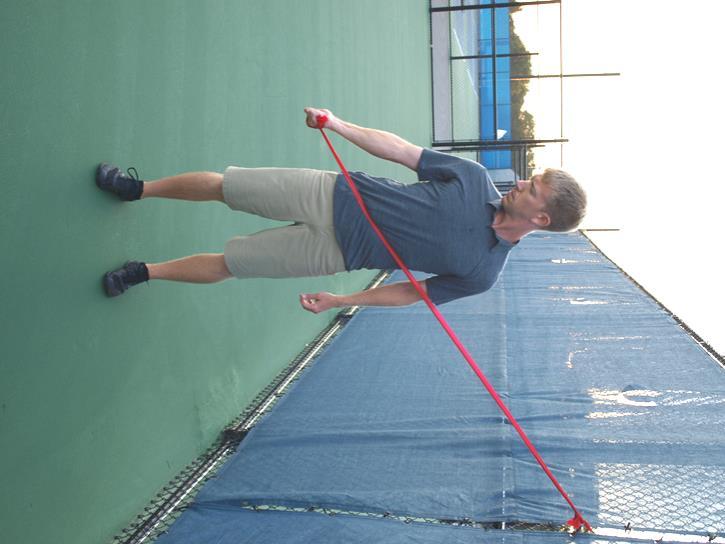 Diagonal 1 (shoulder PNF) 2 10 1. Wrap a resistance band around a fence, pole, or net. 2. Position yourself about four to five feet from the fence standing so your shoulders are perpendicular to the fence and your feet shoulder-width apart.