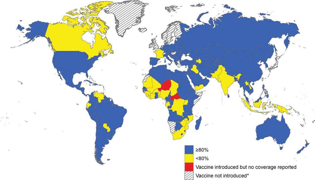 Global Cancer Statistics FIGURE 10. Proportion of Infants Covered by National Infant Hepatitis B Immunization Programs, 2008.