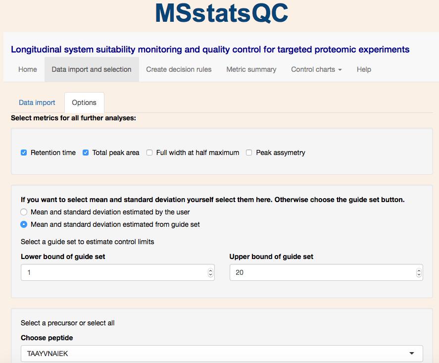 Data input and data table MSstatsQC QC data gathering