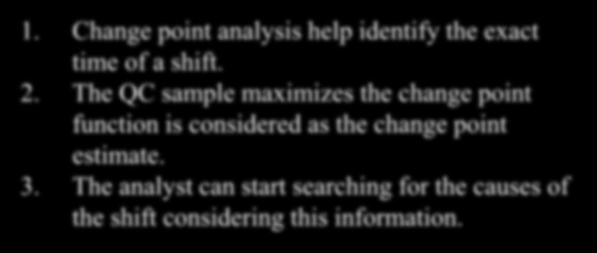 Change point analysis help identify the exact time of a shift. 2.