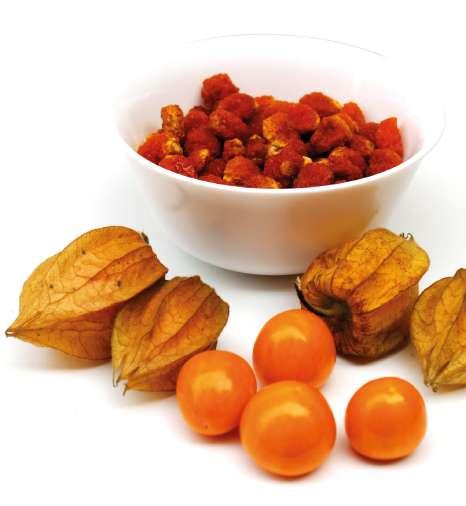 Dried goldenberry Obtained from fresh fruit and selected from goldenberries in op mum matura- on, to maintain the aroma and