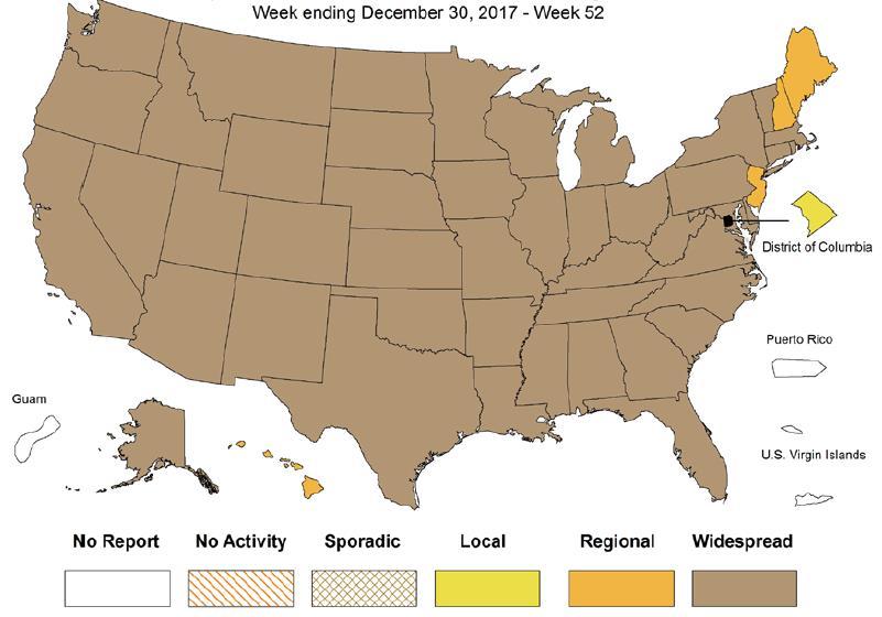 region (Region ) Weekly Influenza Activity Estimates Reported by State and
