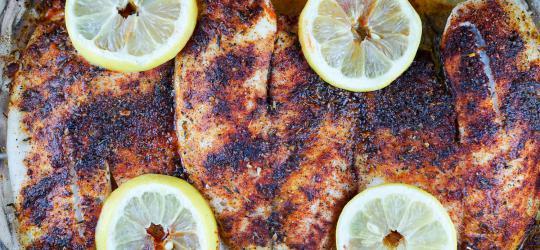 Baked Blackened Tilapia Prep Time: 5 Min Cook Time: 15 Min Total Time: 20 Min SERVINGS: 2 Nutritional Facts Serving Size: 6 oz.