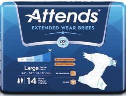 ATTENDS CARE ADVANCED BRIEFS* Heavy Incontinence GOOD BREATHABLE Designed to meet state reimbursement standards for Medicaid.