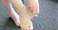 Start the bandage just below the little toe, roll the bandage across the top of the foot