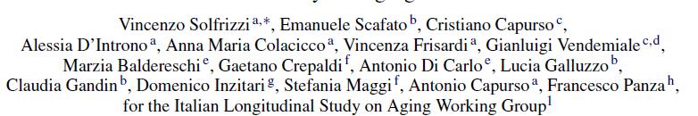 A total of 2097 participants from a sample of 5632 65 84-year-old subjects from the Italian Longitudinal Study on Aging Among