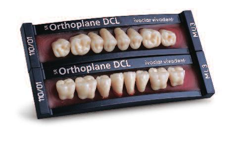 SR Orthoplane DCL Characteristics Ã Quick and easy tooth set-up Ã A reduced basal design