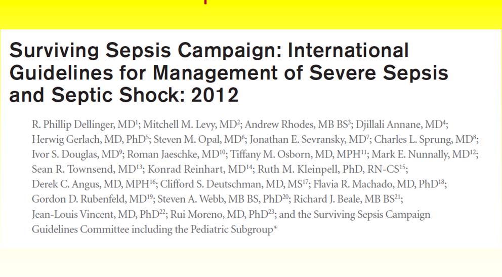Severe Sepsis and Crit Care Med