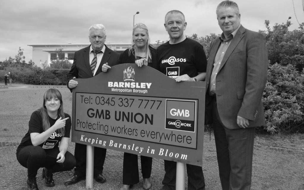 L to R Deanne Ferguson, Bill Adams, Joanne Thomas, Tim Roache and Neil Derrick Magic Roundabout Brings In New Members At a recent recruitment drive outside ASOS in Barnsley, GMB unveiled a community