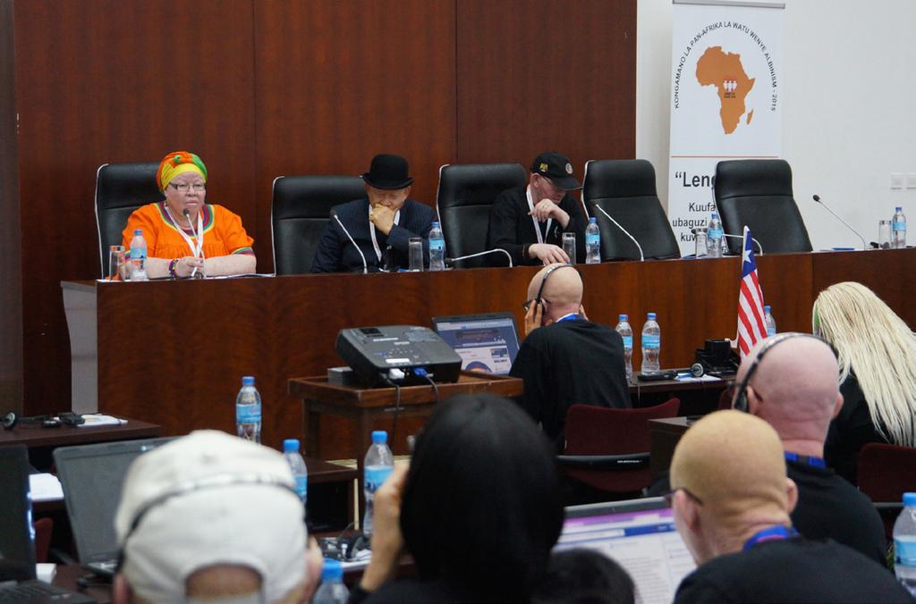 Left to right: Nomasonto Mazibuko, Founder of the Albinism Society of South Africa and Commissioner for Gender Equality, South Africa; Jake Epelle, Founder & CEO of The Albino Foundation, Nigeria;