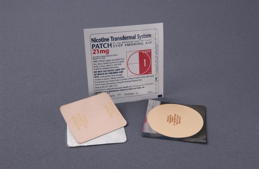 Nicotine Patch Standard: 21mg for 6 weeks, 14mg for 4 weeks, 7mg for 2 weeks Evidence for tapering or length of