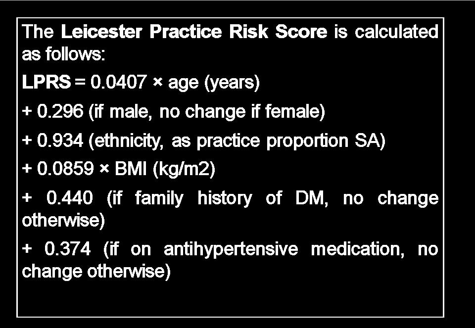 Leicester Practice Risk Score Automated tool for identifying those at high risk of either IGR or