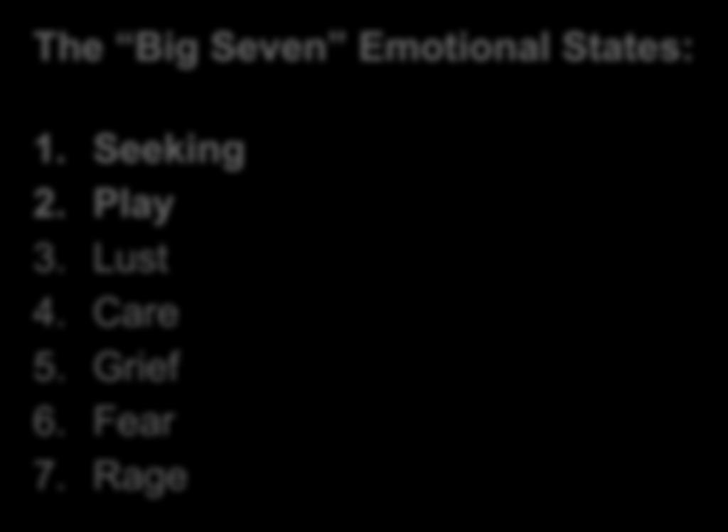 INFLUENCES The Big Seven Emotional States: 1.
