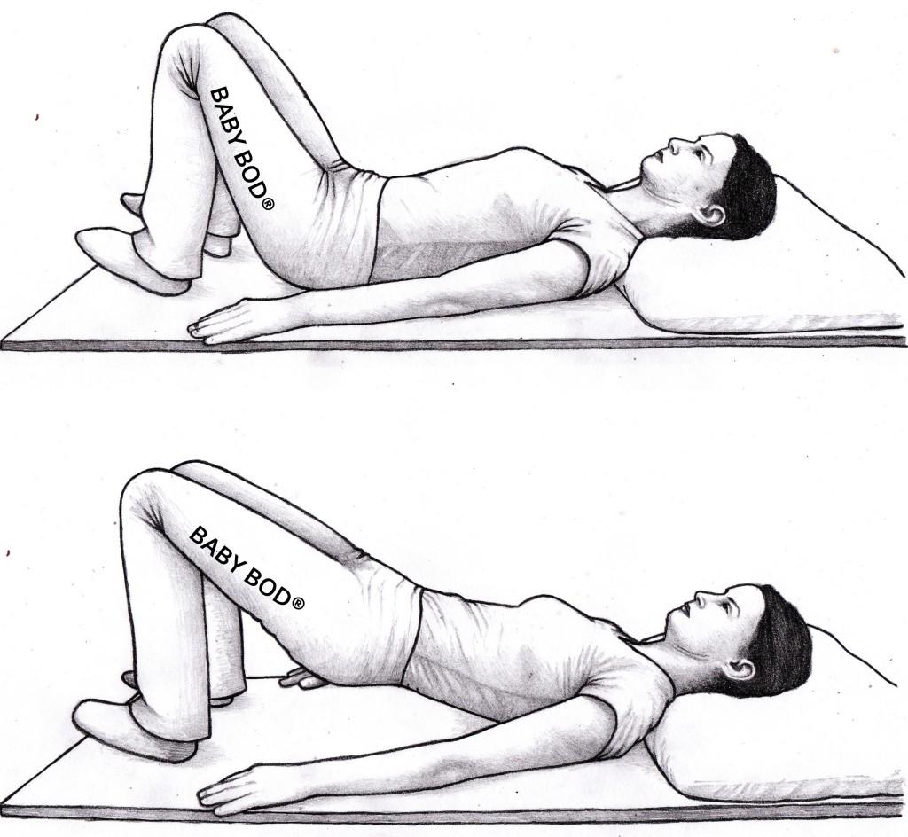 fig. 6: The Bridge Start Position: Lie on your back with your knees and hips bent and hip width apart.