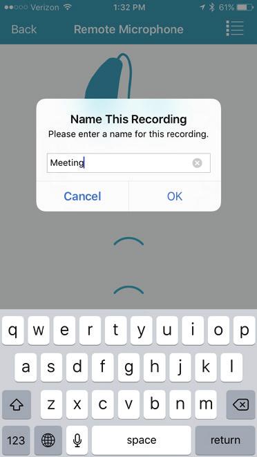 Record The remote microphone can record and save audio picked up by your ios device.