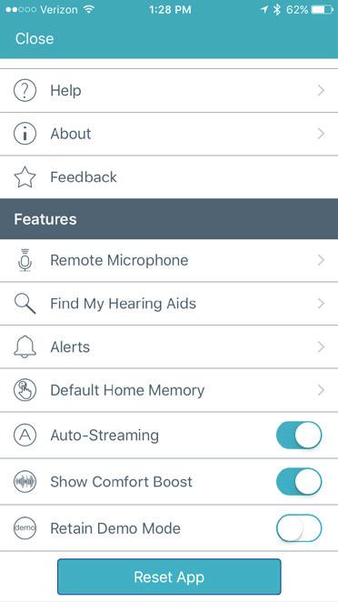 Auto-Streaming Controls the ability of your hearing aid(s) to recognize when an audio stream starts and automatically changes to a different hearing aid memory specifically for streamed audio.