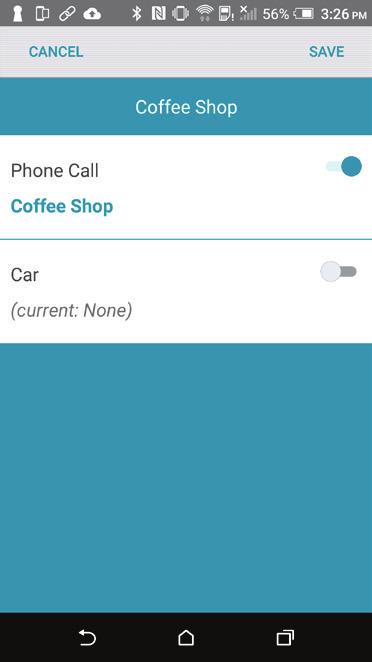 ANDROID ANDROID Automatic Memories The automatic memories section allows you to select the current memory to be used for phone calls, or when traveling in a car.