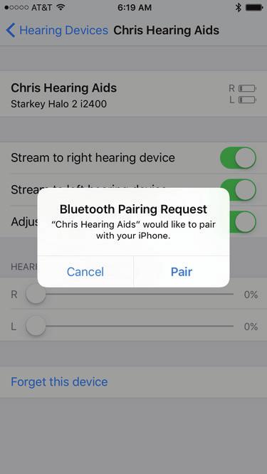 Connectivity for Apple Devices In order to use the TruLink Hearing Control app, you must first pair your hearing aids with your ios device. 1. Ensure Bluetooth is enabled on your ios device.