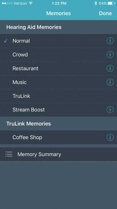 Memory Hub To access advanced memory features, tap on the memory name or the Memories label and tap the icon to the right of the memory name.