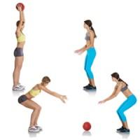 in front of you Twist torso to pass the ball to your partner To make the exercise more challenging, extend arms straight out bounces Stand a few feet apart from your partner Start with