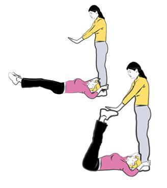 Straight leg raises Lay flat on your back with your partner standing just above your head Grab onto your partners ankles While