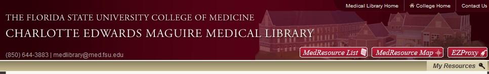 Off Campus Access to the Virtual Medical Library From off campus to use the Library resources you must do the following: 1. Click on the EZProxy red button at the top of Library page: www.med.fsu.
