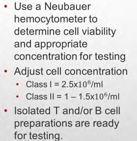 Determine Cell Viability and Concentration Immunomagnetic cell separation Typing Trays
