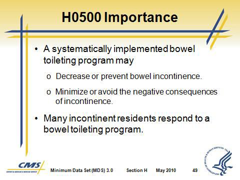 Section H Bladder and Bowel Code 9.
