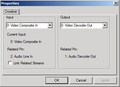 3. In the Properties window, use the pulldowns to verify the following settings: Input =