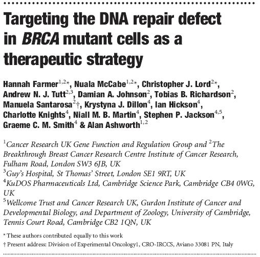 The first targeted therapy for BRCA carriers Phase II therapeutic trials with relatively non-toxic oral
