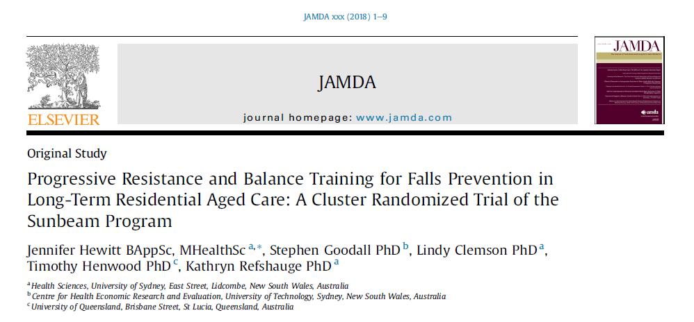 MOST RECENT The evidence for exercise to prevent falls Hewitt, J.