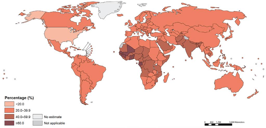 THE GAP IN MICRONUTRIENT INTAKES AT POPULATION LEVEL AND THE RESULTANT DEFICIENCY OUTCOMES BEING ADDRESSED Figure 1: Global estimates of the prevalence of anaemia (2011)