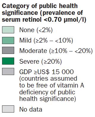 health significance of vitamin A deficiency (1995-2005) a) In