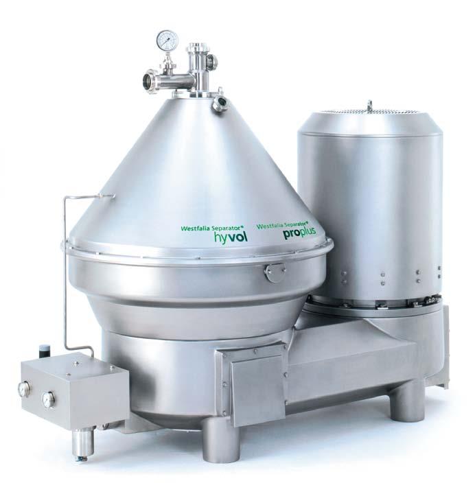 Westfalia Separator hyvol Separators with Integrated proplus System Wherever a decision regarding new investments in dairy plant technology has to be made, offers optimal dairy product processing.