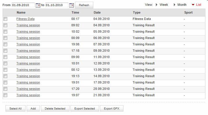 SUMMARY In the Summary section, you can easily compare results with targets. The number of sessions, duration, distance, and calories are all displayed.