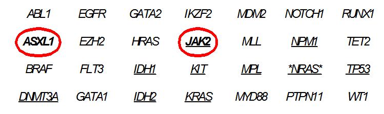 Next generation sequencing JAK2 mutation positive NM_004972.3(JAK2):c.2047A>G p.